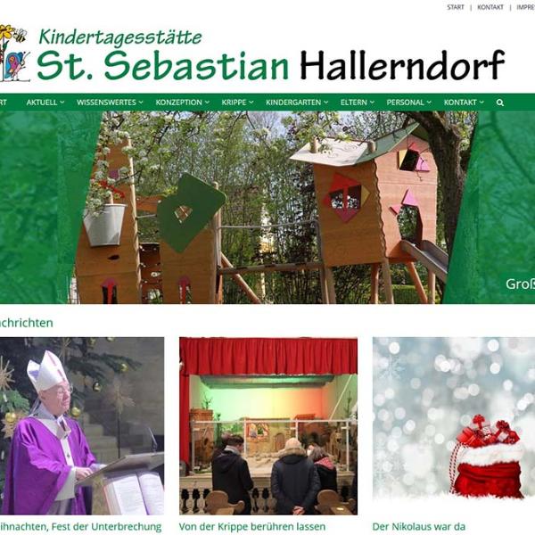 Shot der Homepage der Startseite der Kindertagesstätte Hallerndorf