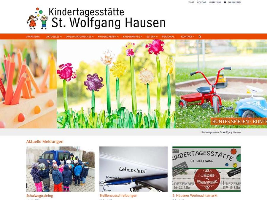 Shot der Startseite der Homepage der Kindertagesstätte St. Wolfgang Hausen