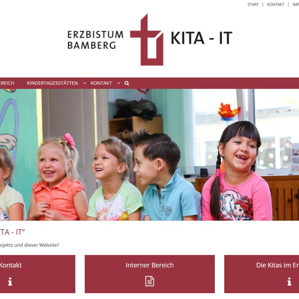 Shot der Startseite der Homepage des Projekts Kita-IT