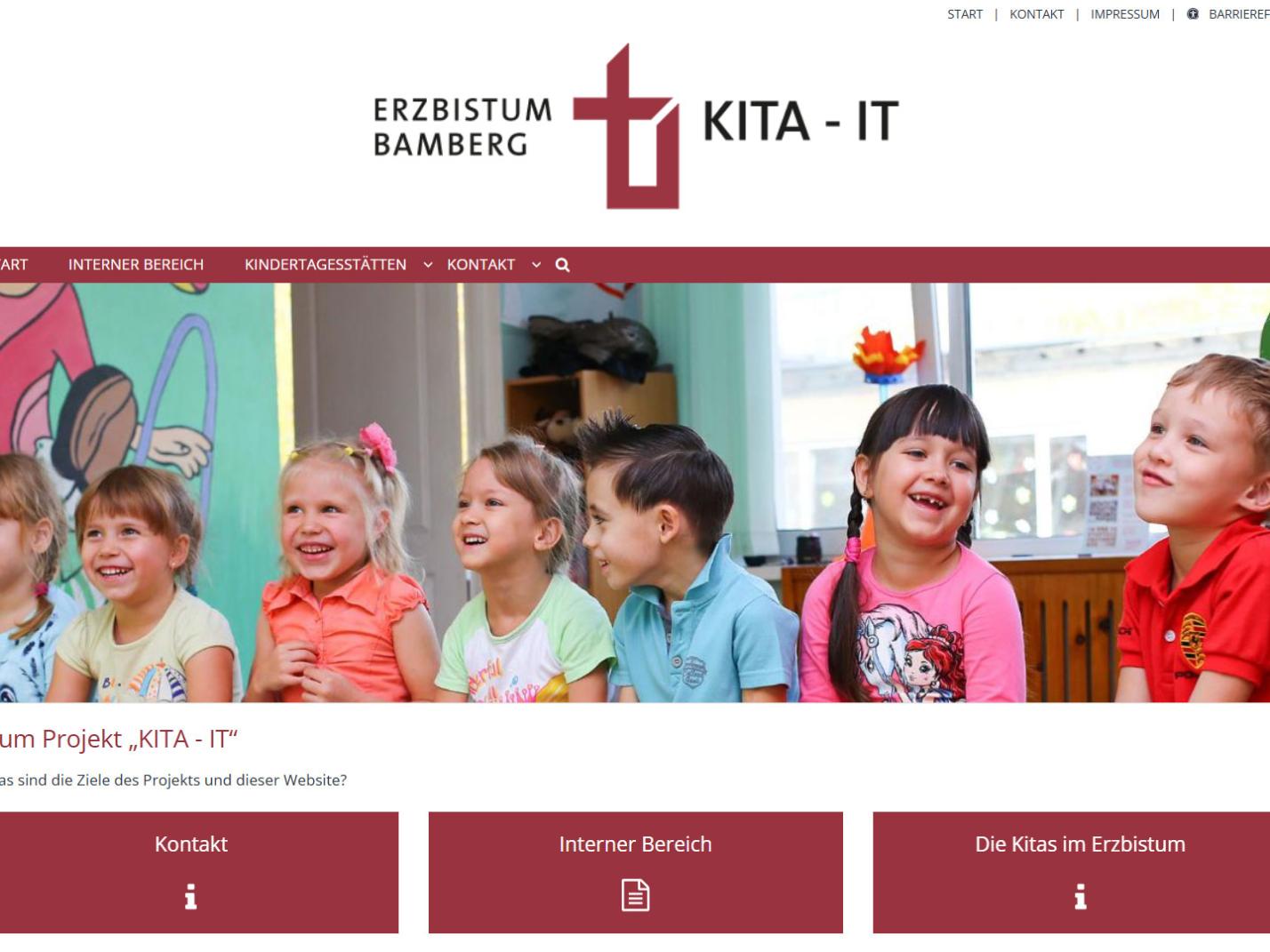 Shot der Startseite der Homepage des Projekts Kita-IT