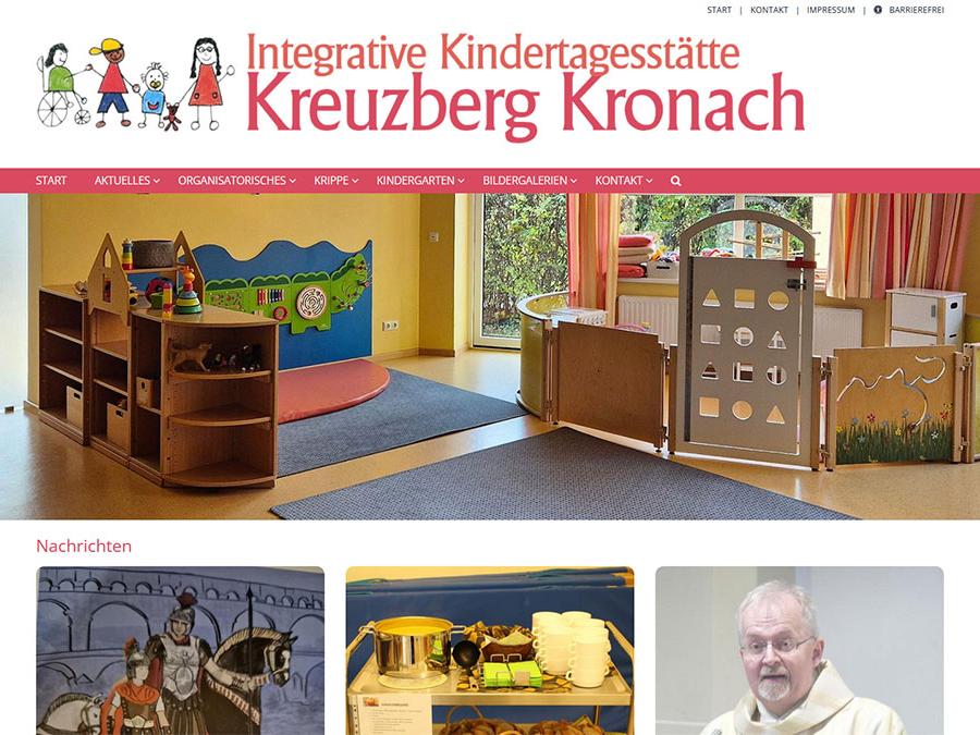 Shot der Startseite der Homepage der Kindertagesstätte Kreuzberg Kronach