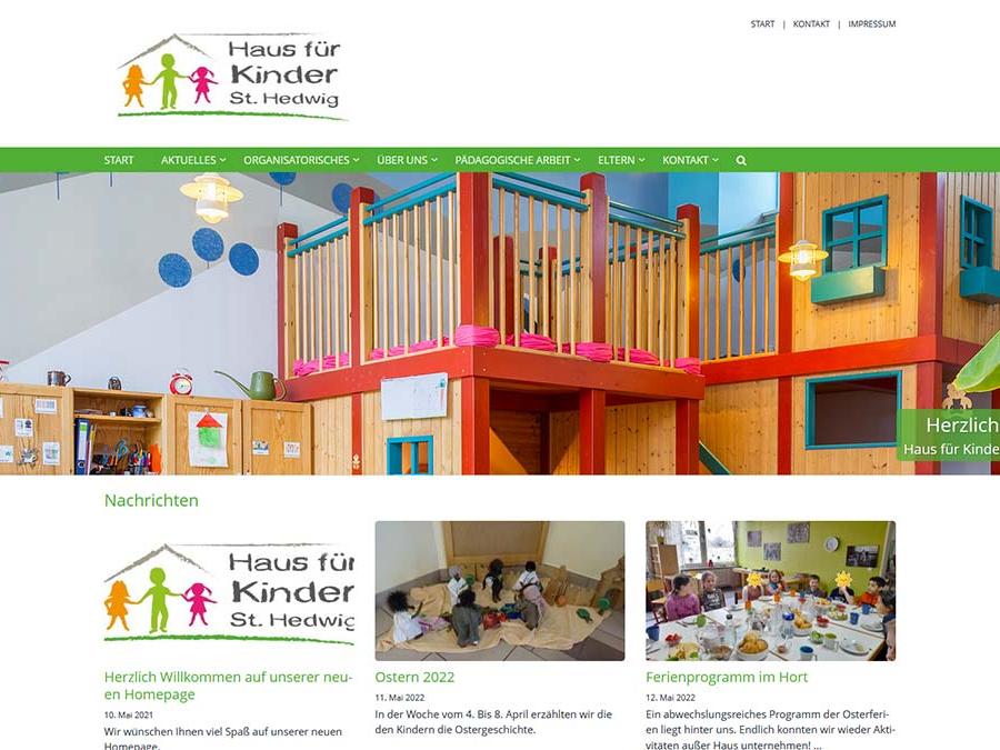 Shot der Startseite der Homepage der Kindertagesstätte St. Hedwig Kulmbach