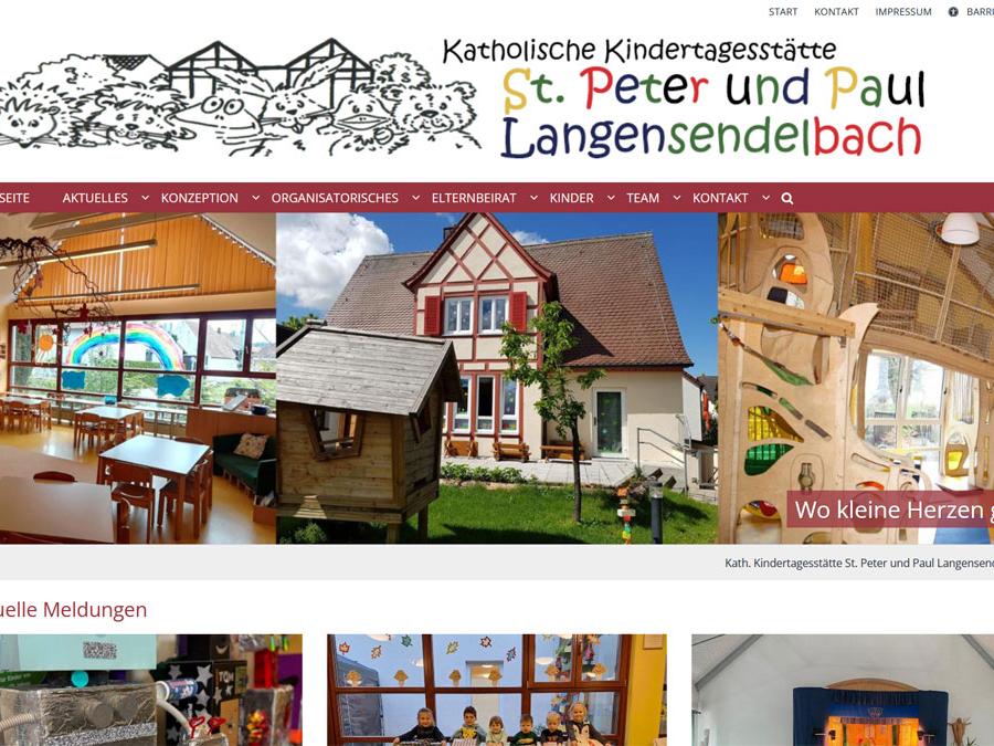 Shot der Startseite der Homepage der Kindertagesstätte St. Peter und Paul Langensendelbach