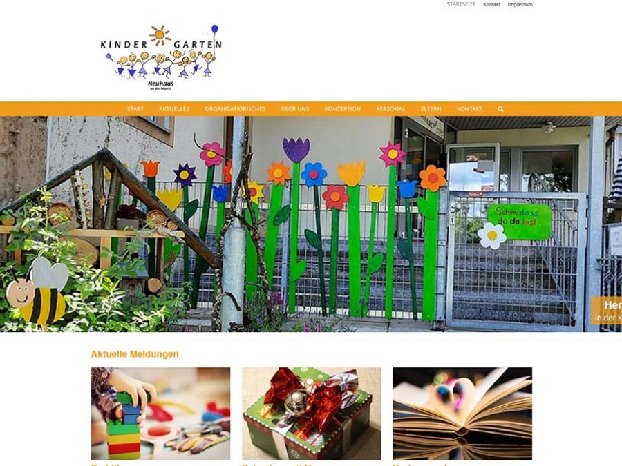 Shot der Startseite der Homepage der Kindertagesstätte Neuhaus an der Pegnitz