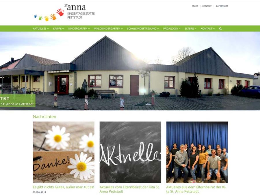 Shot der Startseite der Homepage der Kindertagesstätte St. Anna Pettstadt