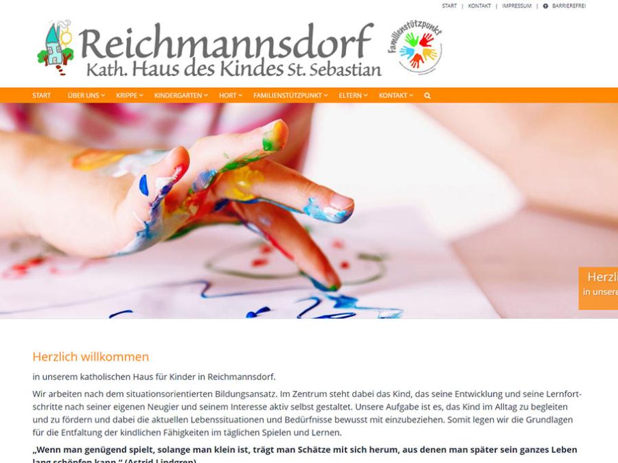 Shot der Startseite der Homepage der Kindertagesstätte Reichmannsdorf