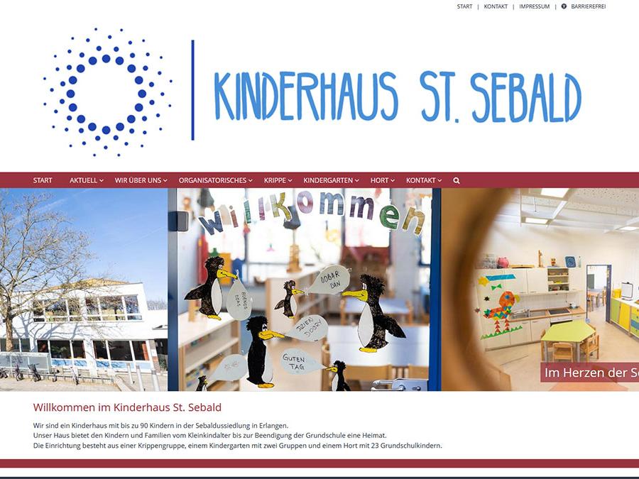 Shot der Startseite der Homepage des Kinderhauses St. Sebald Erlangen