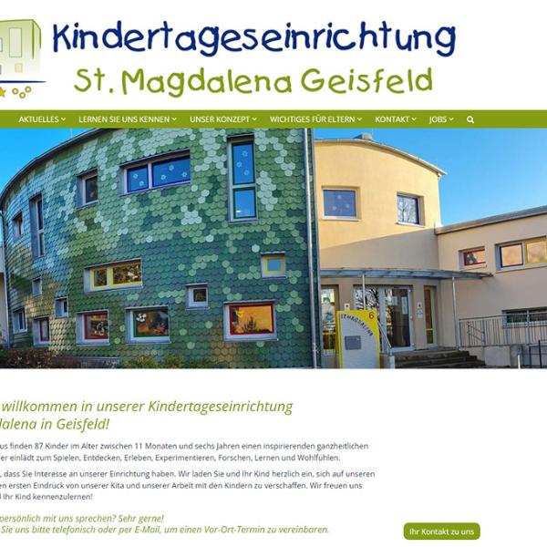 Shot der Startseite der Homepage der Kindertageseinrichtung Geisfeld