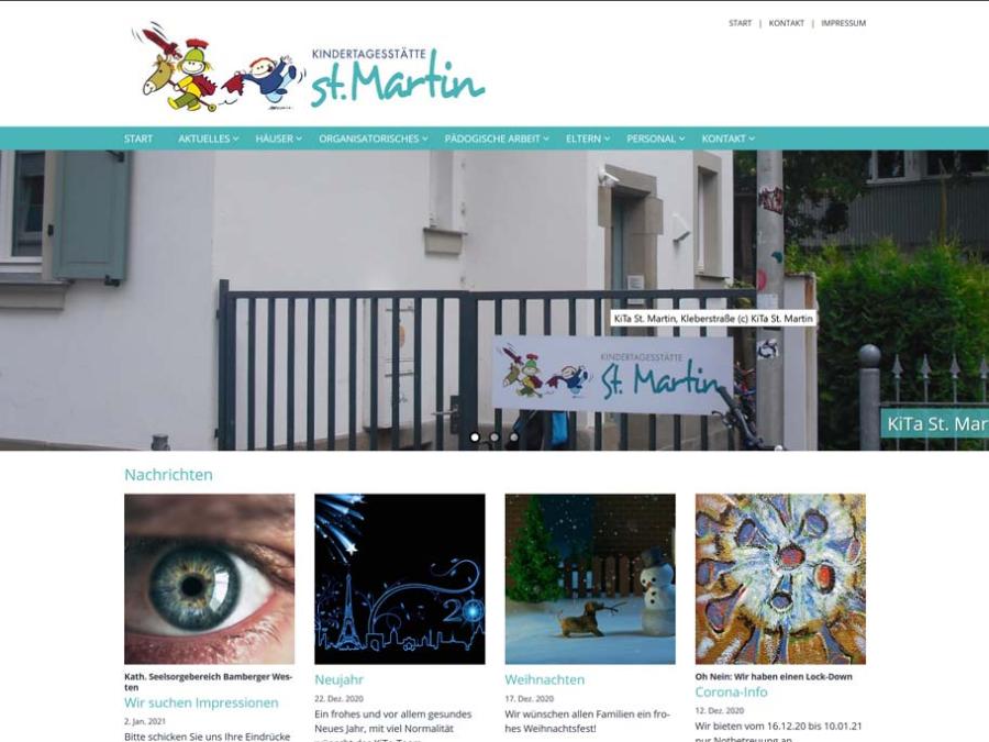 Shot der Startseite der Homepage der Kindertagesstätte St. Martin Bamberg