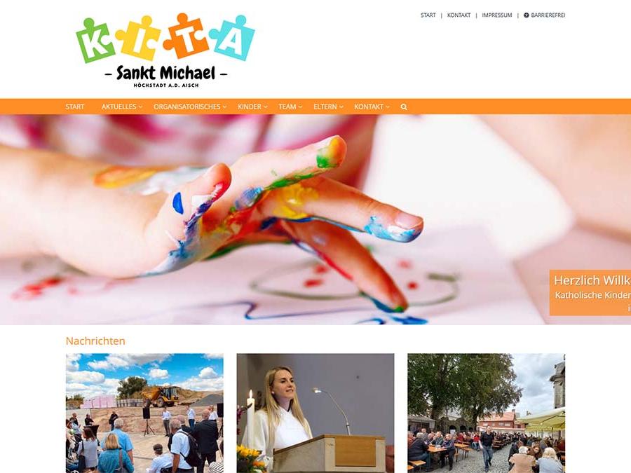 Shot der Startseite der Homepage der Kindertagesstätte St. Michael Höchstadt