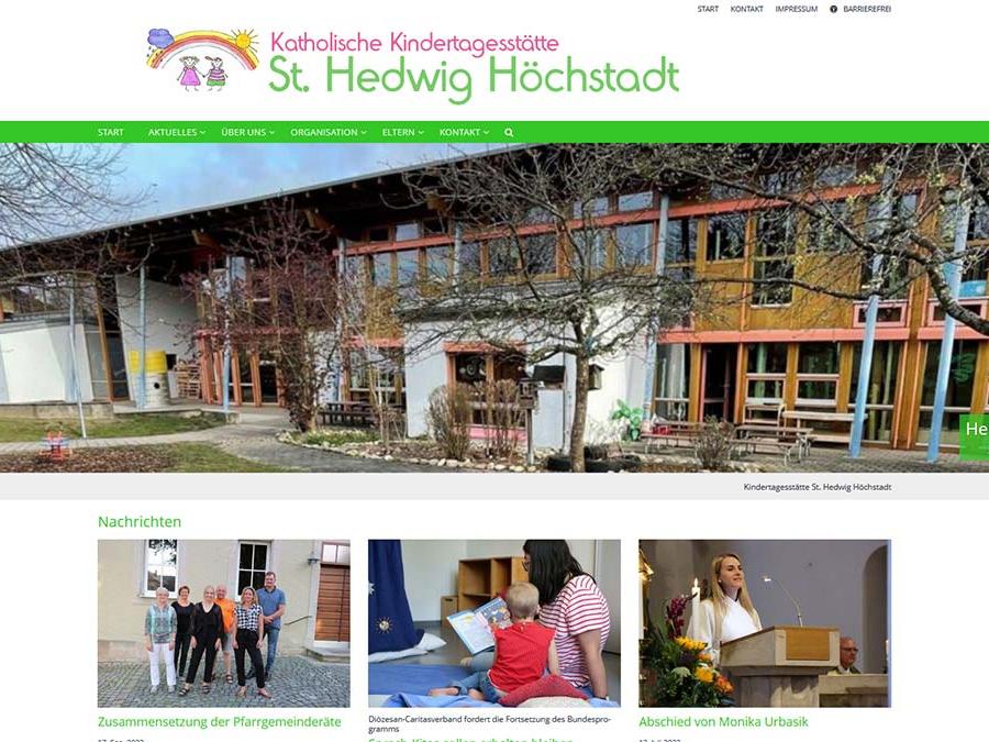 Shot der Startseite des Kindergartens St. Hedwig Höchstadt