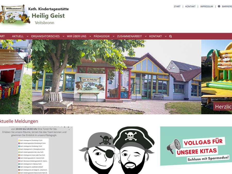 Shot der Startseite der Homepage der Kindertagesstätte Veitsbronn