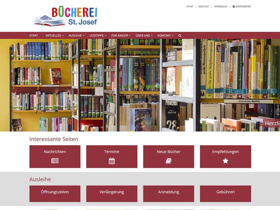Shot der Startseite der Homepage der Bücherei Baiersdorf