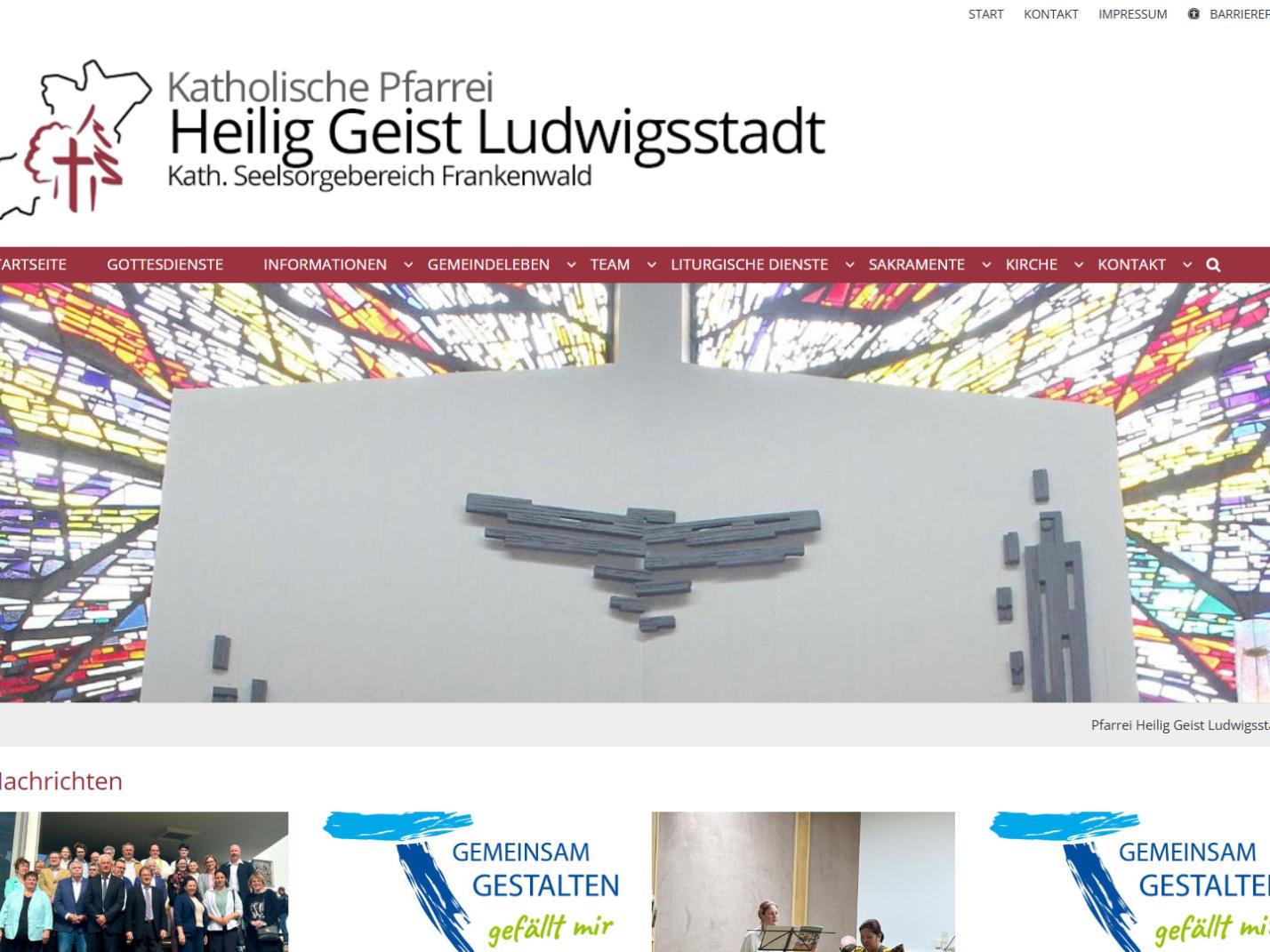 Shot der Startseite der Homepage der Pfarrei Ludwigsstadt