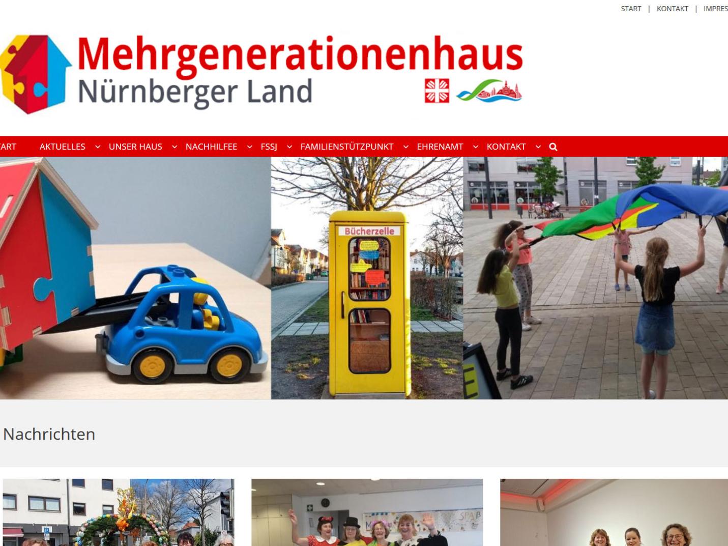 Shot der Startseite der Homepage des Mehrgenerationenhauses Röthenbach