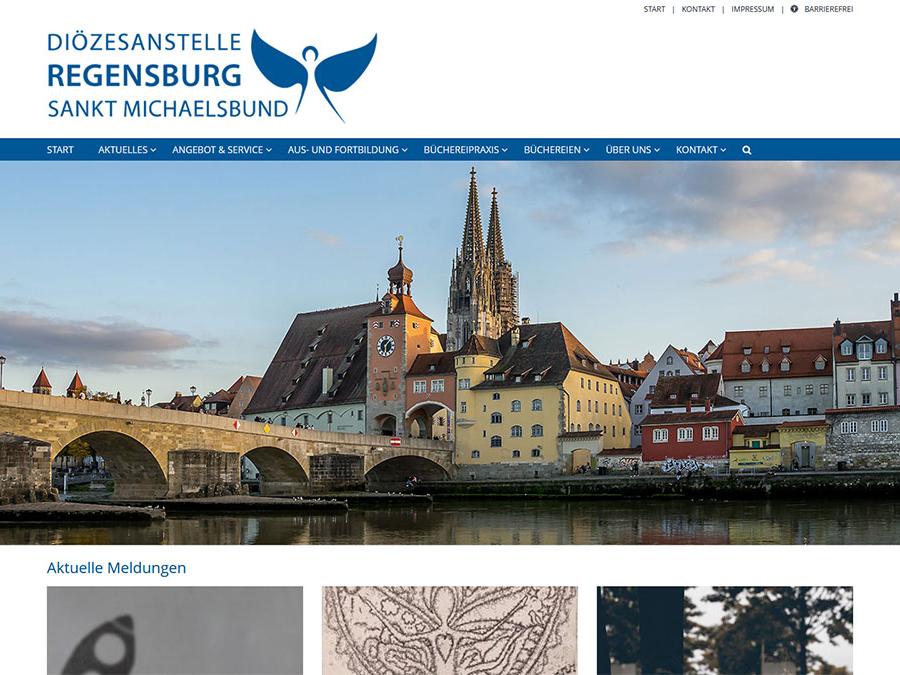 Shot der Startseite der Homepage des Diözesanverbands des Michaelsbundes in Regensburg