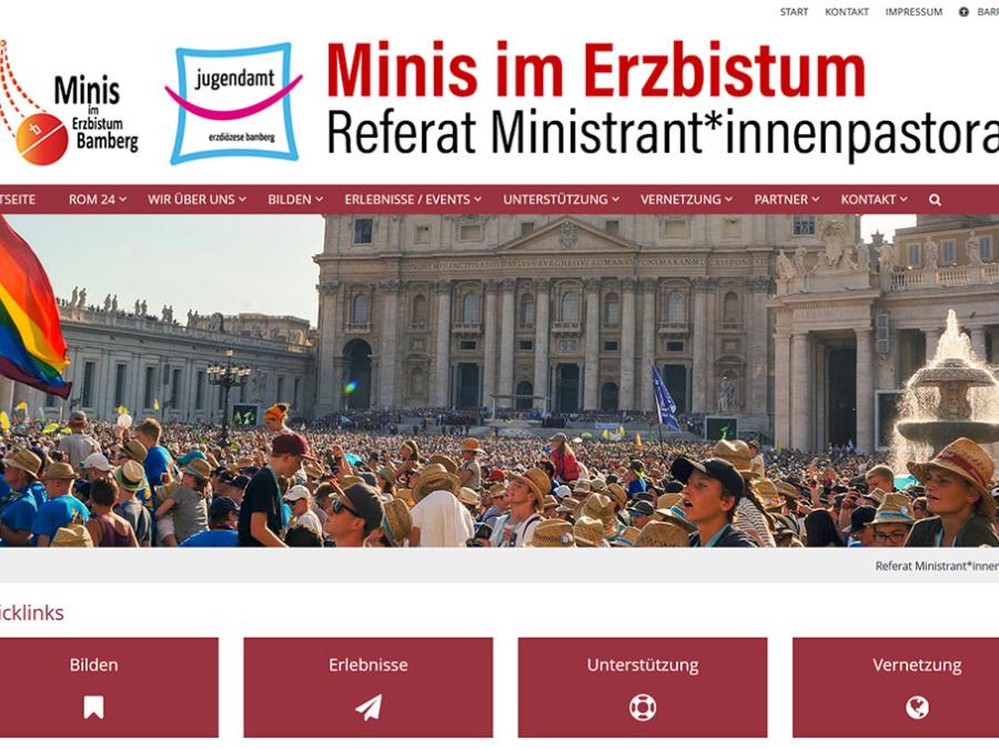 Shot der Startseite der Homepage des Referats Ministrantenpastorals
