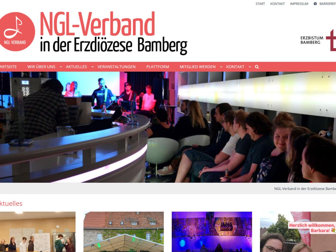 Shot der Startseite der Homepage des NGL Verbands mit Verlinkung