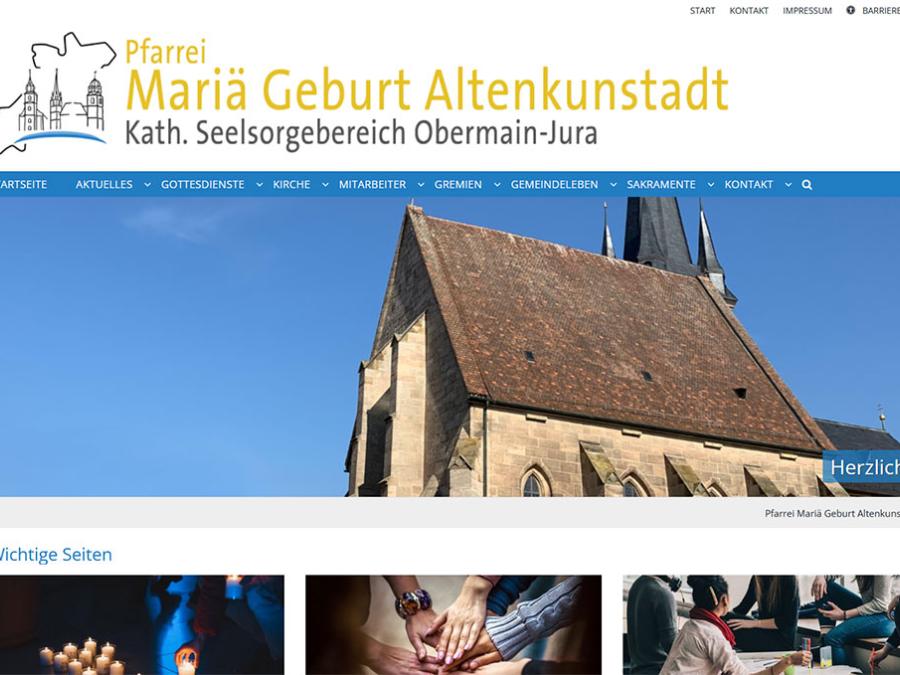Shot der Startseite der Homepage der Pfarrei Altenkunstadt