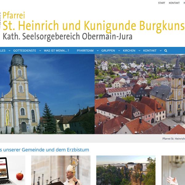 Shot der Startseite der Homepage der Pfarrei Burgkunstadt