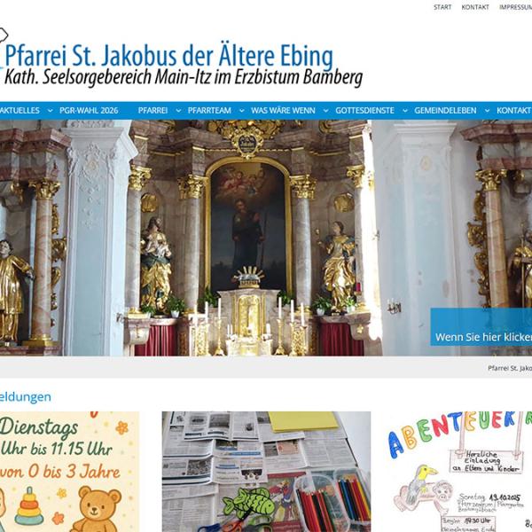 Shot der Startseite der Homepage der Pfarrei Ebing