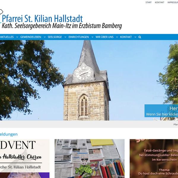 Shot der Startseite der Homepage der Pfarrei Hallstadt