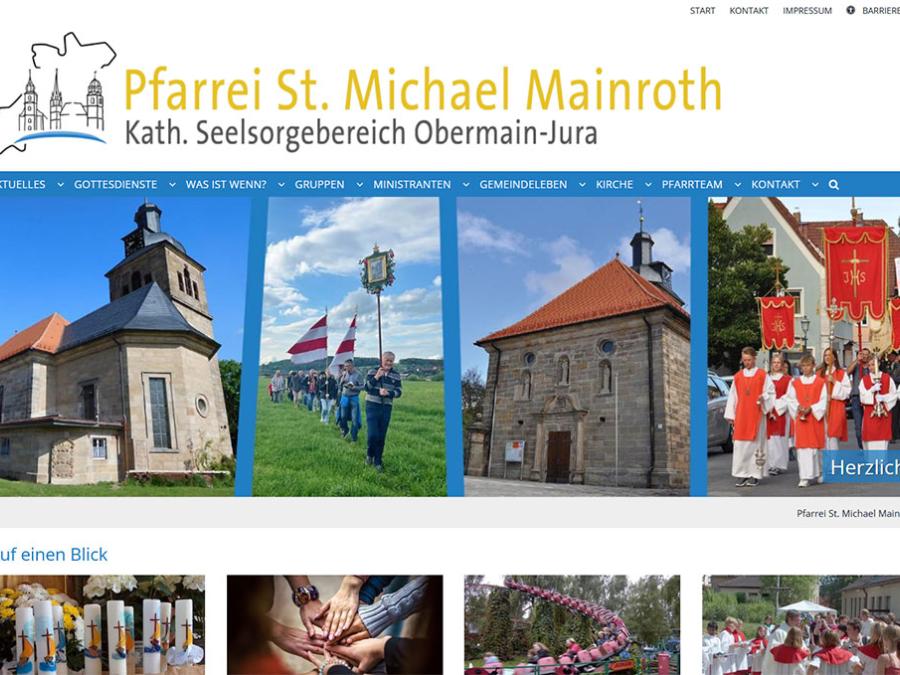 Shot der Startseite der Homepage der Pfarrei Mainroth