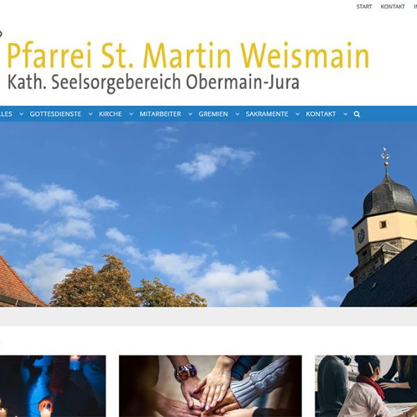 Shot der Startseite der Homepage der Pfarrei Weismain