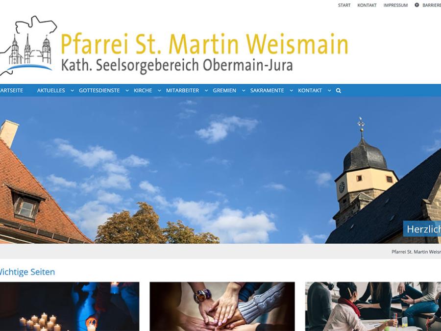 Shot der Startseite der Homepage der Pfarrei Weismain
