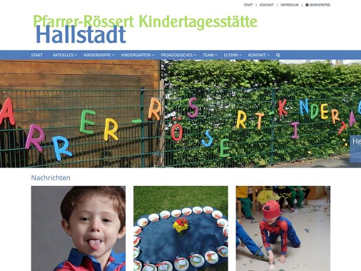 Shot der Startseite der Homepage der Pfarrer-Rössert-Kindertagesstätte Hallstadt