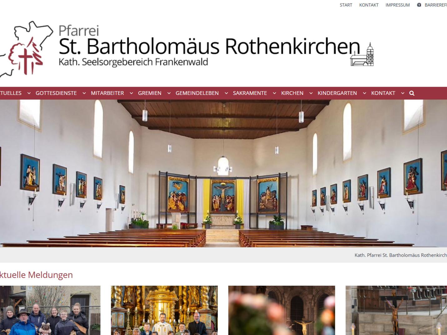 Shot der Startseite der Homepage der Pfarrei Rothenkirchen