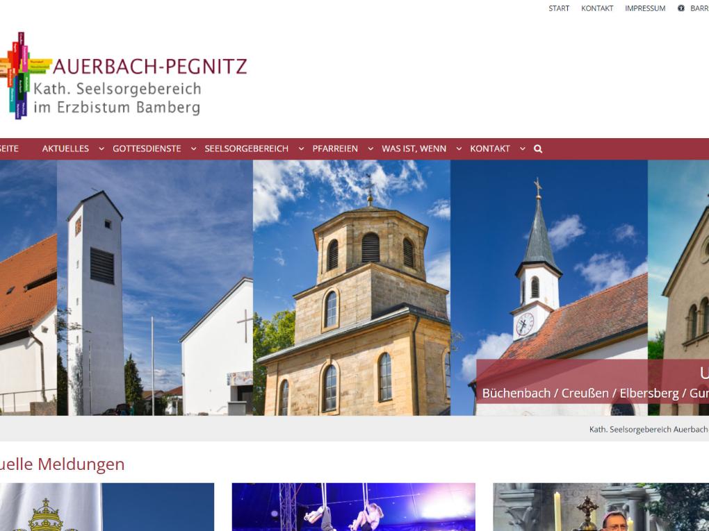 Shot der Startseite der Homepage des Kath. Seelsorgebereichs Auerbach-Pegnitz