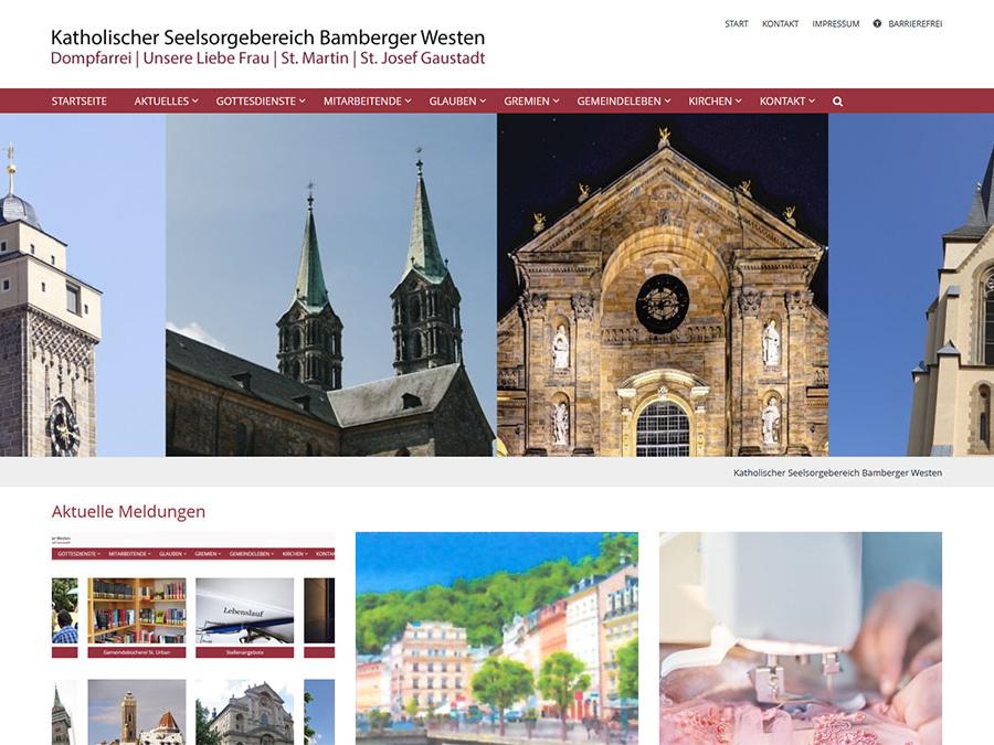 Shot der Startseite der Homepage des Kath. Seelsorgebereichs Bamberger Westen