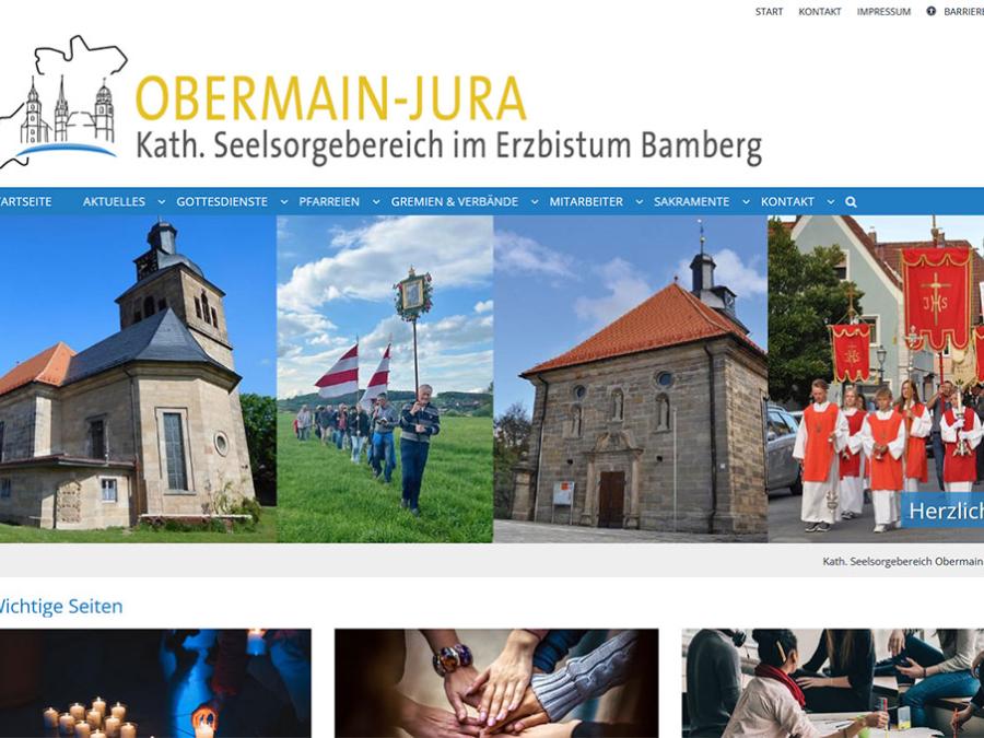 Shot der Startseite der Homepage des Kath. Seelsorgebereichs Obermain-Jura
