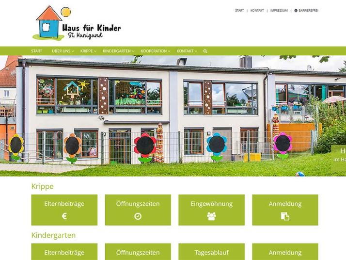 Shot der Startseite der Homepage des Hauses für Kinder Schnaittach