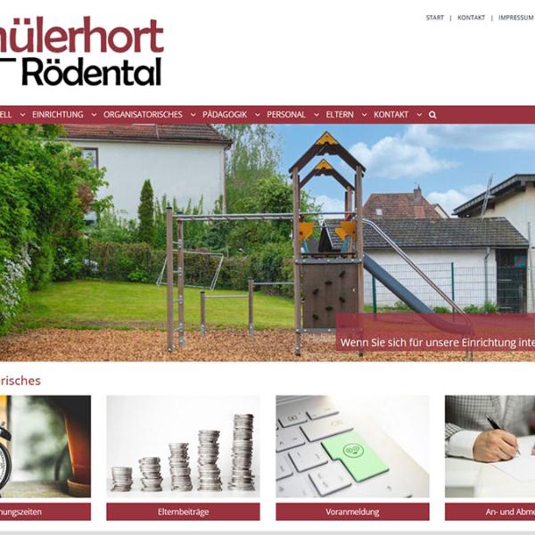 Shot der Startseite der Homepage des Schülerhorts Rödental mit Verlinkung dorthin