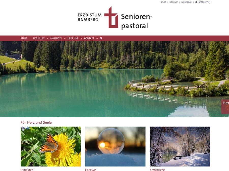 Shot der Startseite der Homepage des Fachbereichs Seniorenpastoral des Erzbistums Bamberg
