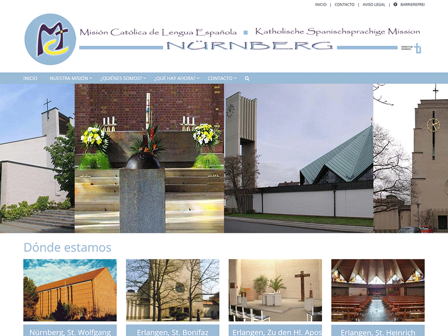 Shot der Startseite der Homepage der spanischen Mission im Erzbistum Bamberg
