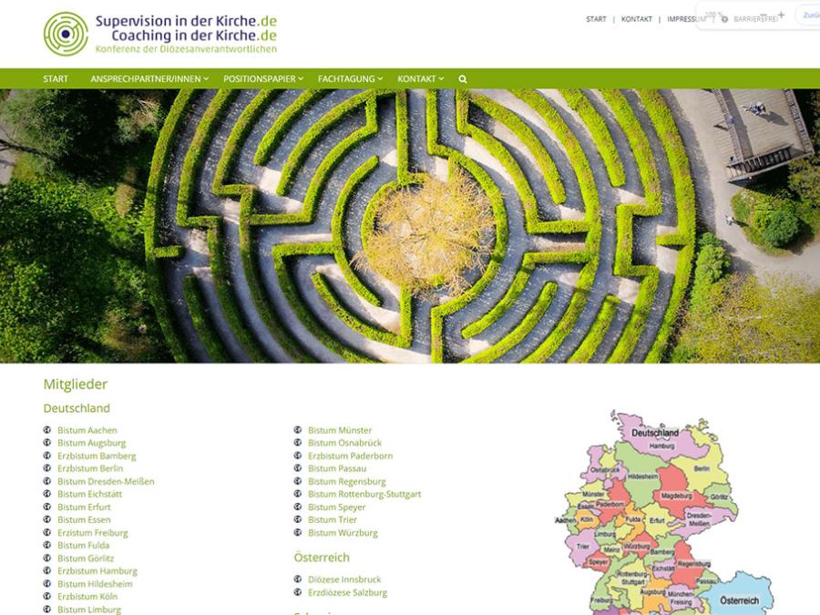 Shot der Startseite der Homepage der Supervision in der Kirche Deutschlands