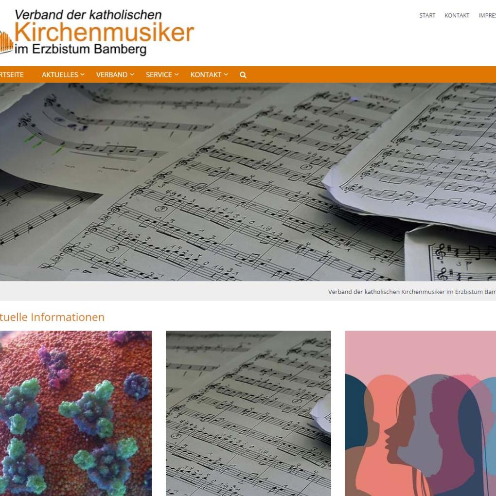 Shot der Homepage der Startseite des Verbandes für Kirchenmusiker im Erzbistum Bamberg