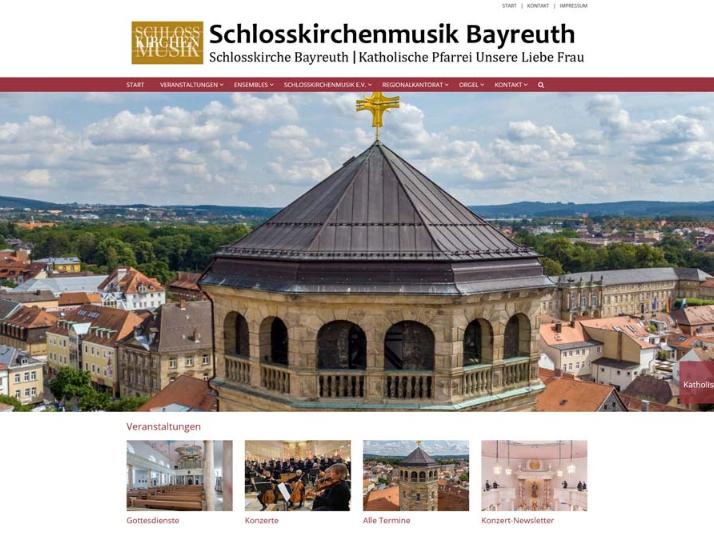 Shot der Startseite der Homepage der Schlosskirchenmusik Bayreuth