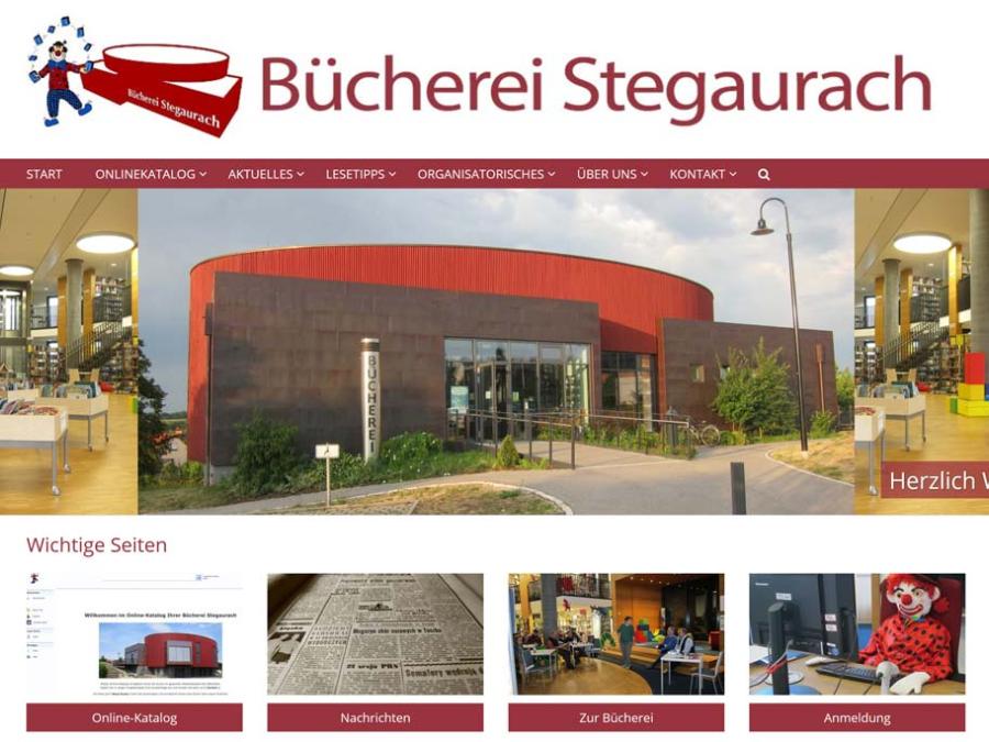 Shot der Startseite der Homepage der Bücherei Stegaurach