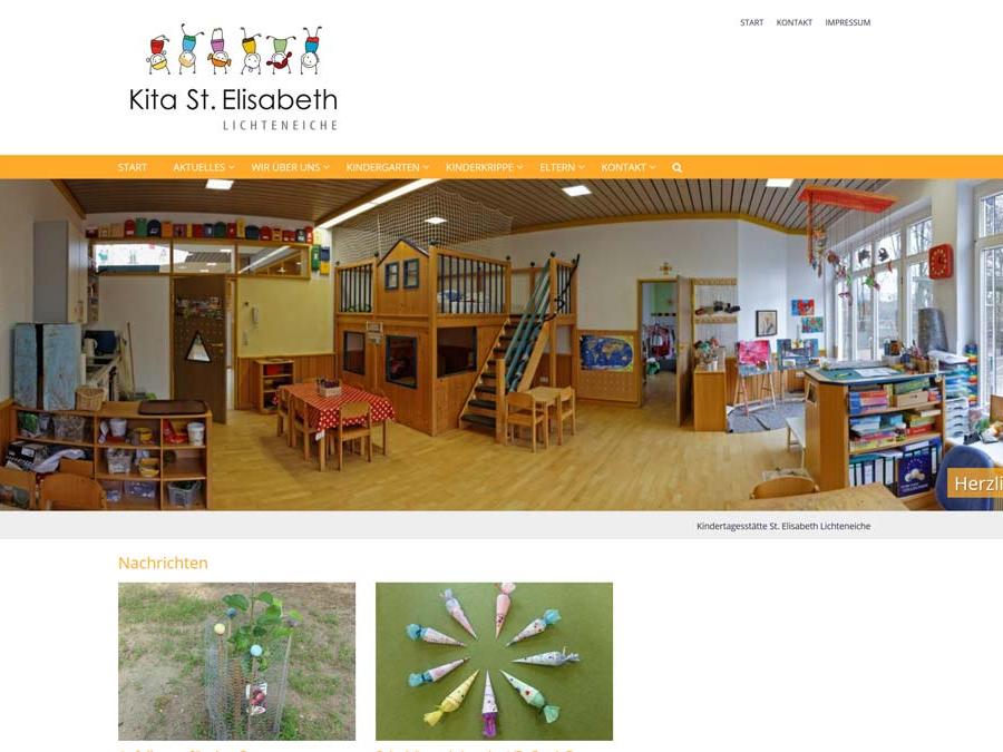 Shot der Startseite der Homepage des Kindergartens Lichteneiche