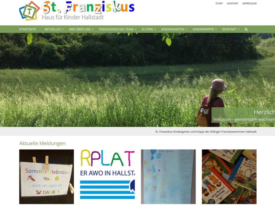 Shot der Startseite der Homepage des Hauses für Kinder St. Franziskus Hallstadt