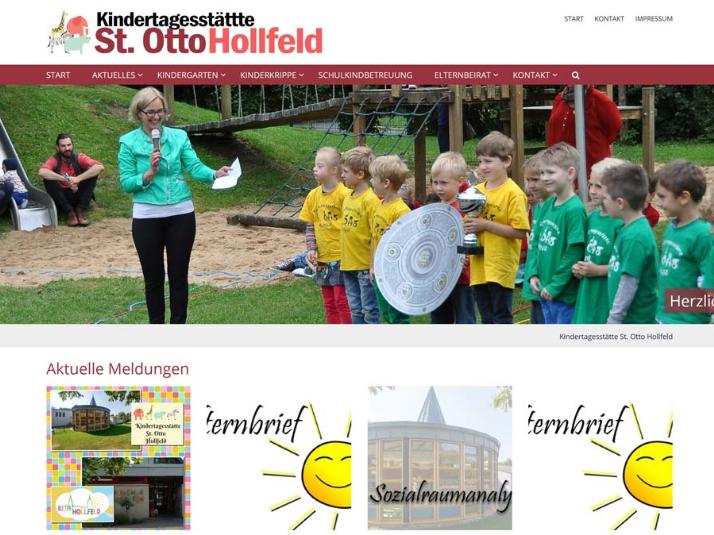 Shot der Startseite der Homepage der Kindertagesstätte St. Otto Hollfeld
