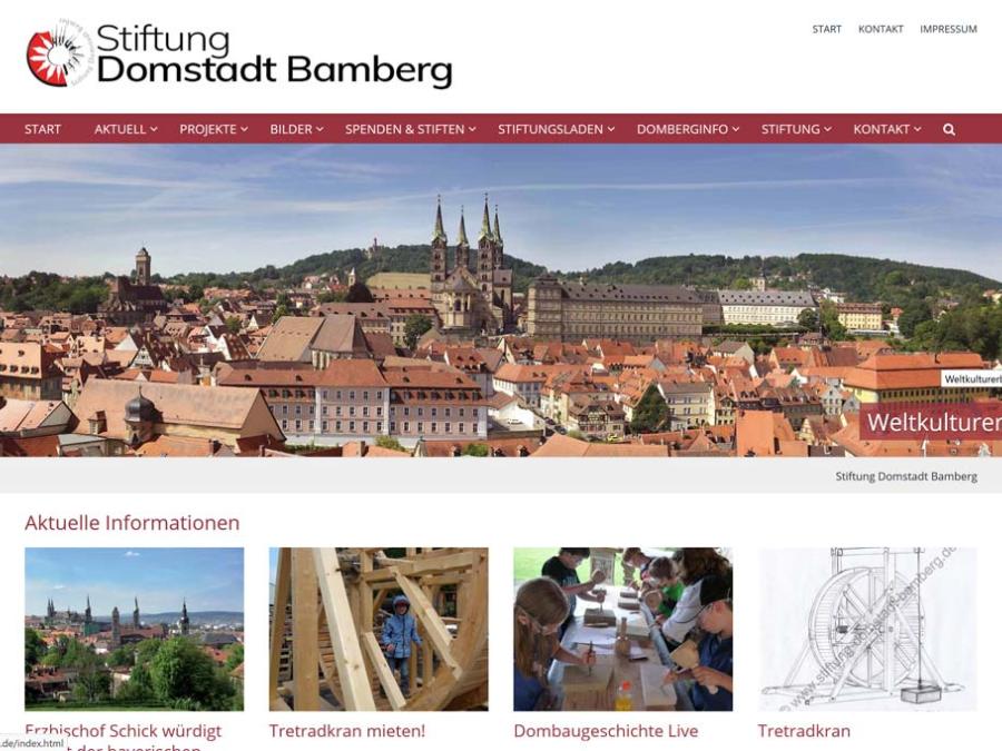 Shot der Startseite der Homepage der Stiftung Domstadt Bamberg