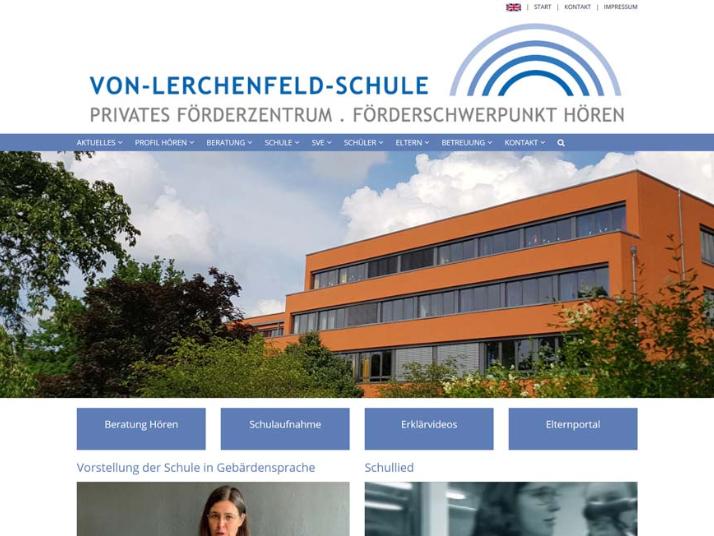 Shot der Startseite der Homepage der Von-Lerchenfeld-Schule Bamberg