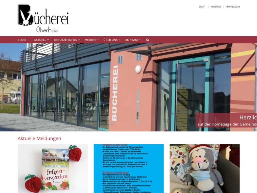 Shot der Startseite der Homepage der Gemeindebücherei Oberhaid